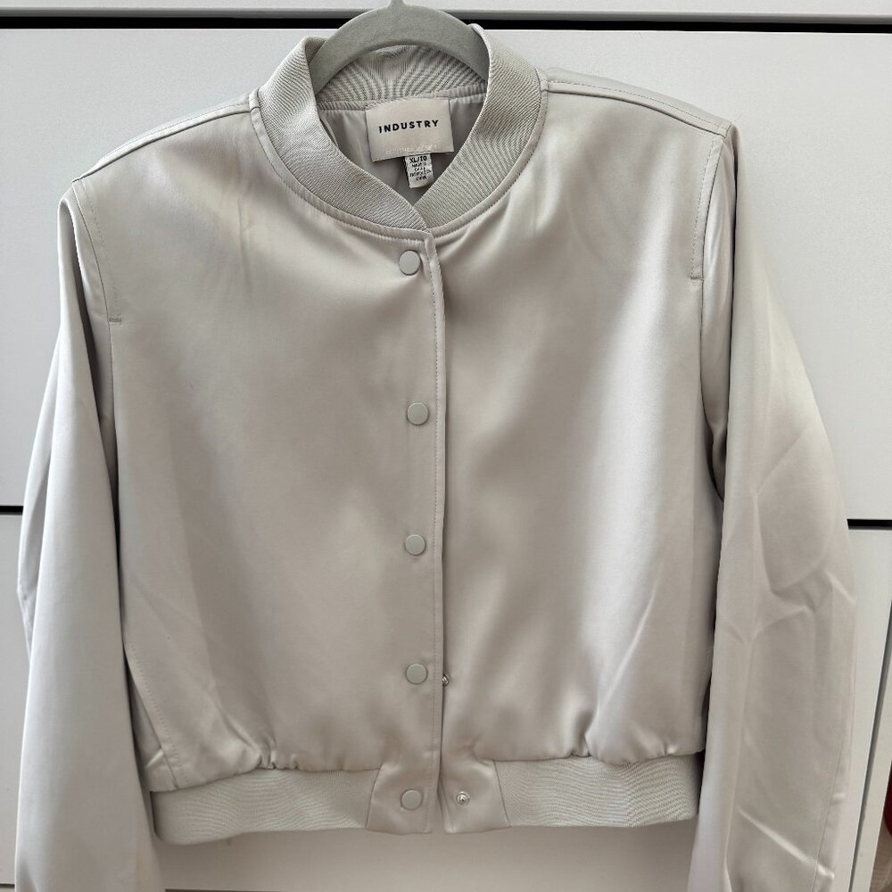 Industry Satin Bomber Jacket XL Light Gray/Silver